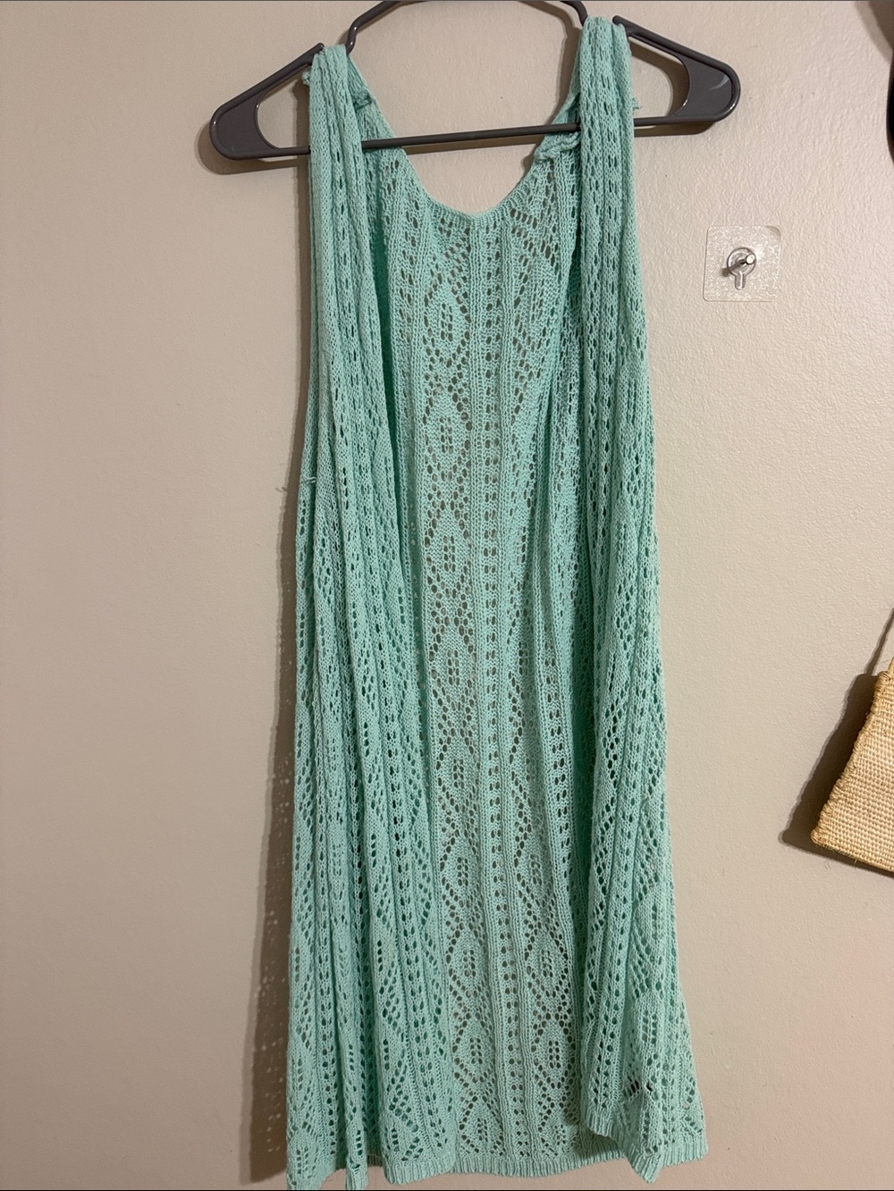 SHEIN Mint Green Crochet Knit Mini Dress